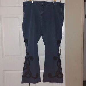 Pamela McCoy Collection stretch side embellished bell bottom jeans Sz 3X